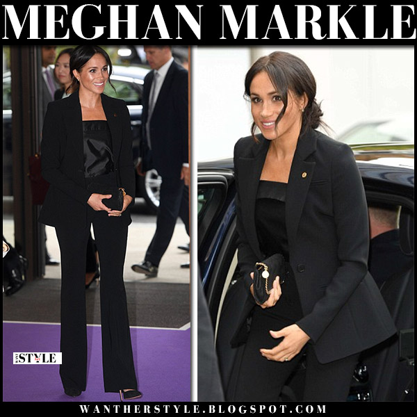 meghan markle black pantsuit