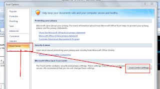 pengaturan trust center pada excel