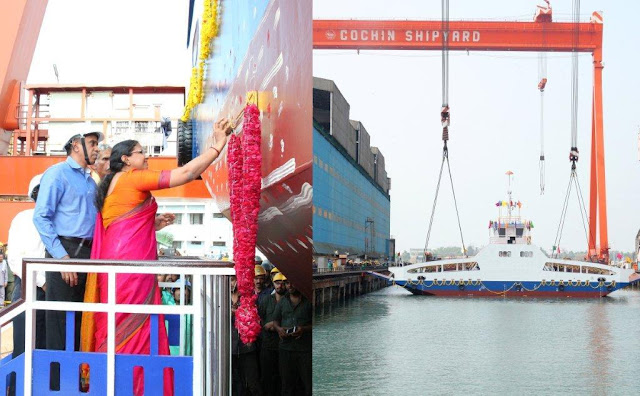 Cochin Shipyard Limited (CSL) launches the second double ended Roro Ferry for Corporation of Kochi