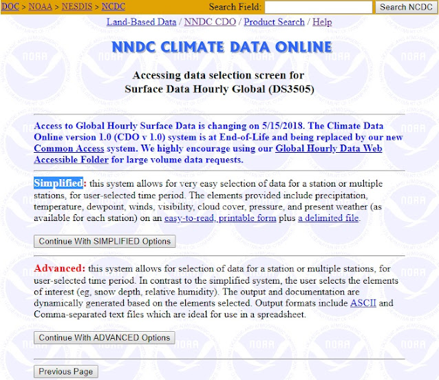 Mengakses data iklim dunia - pilihan data perjam