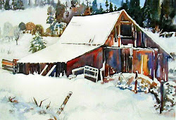 barn watercolor barns paintings landscape winter wintry watercolors painting watercolour painted wet kaysmithbrushworks snowy artists snow buildings artist abstract scene