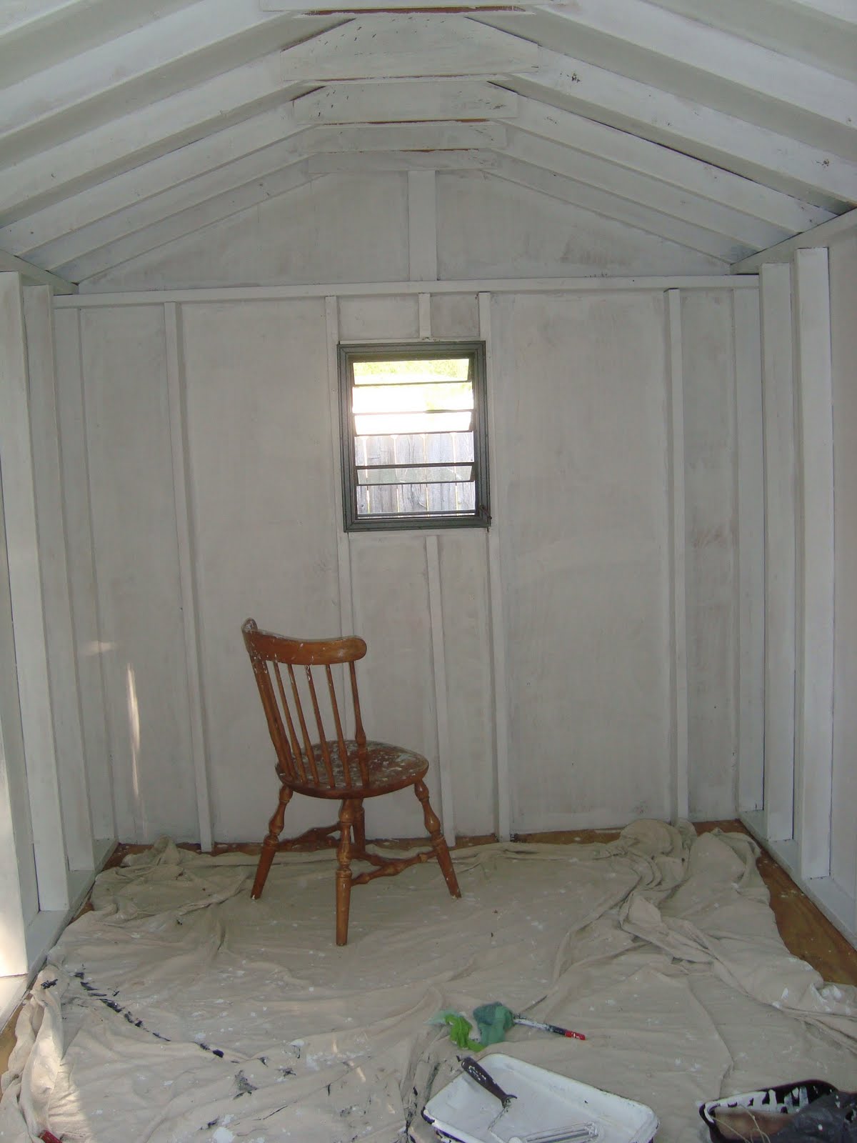 Painting interior of shed