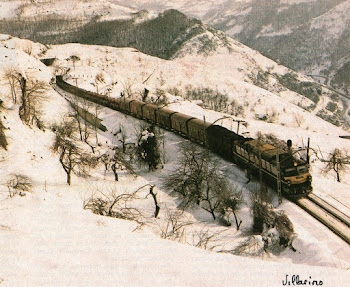Tren mercante con Loc. serie 251 con buena nevada.