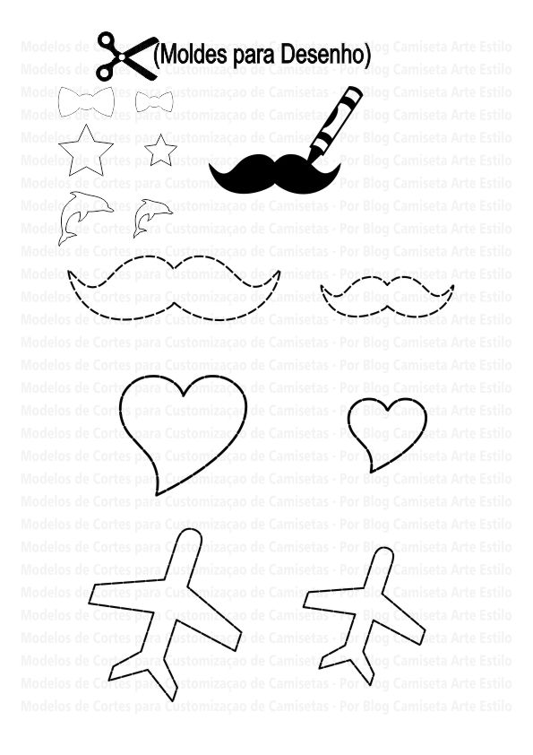 moldes-desenhos-bigode-coracao-aviao-para-camiseta-diy