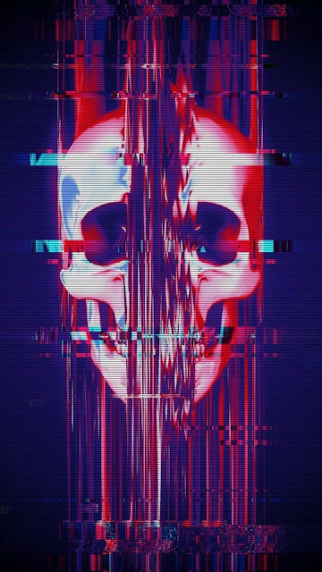glitch skull phone wallpaper