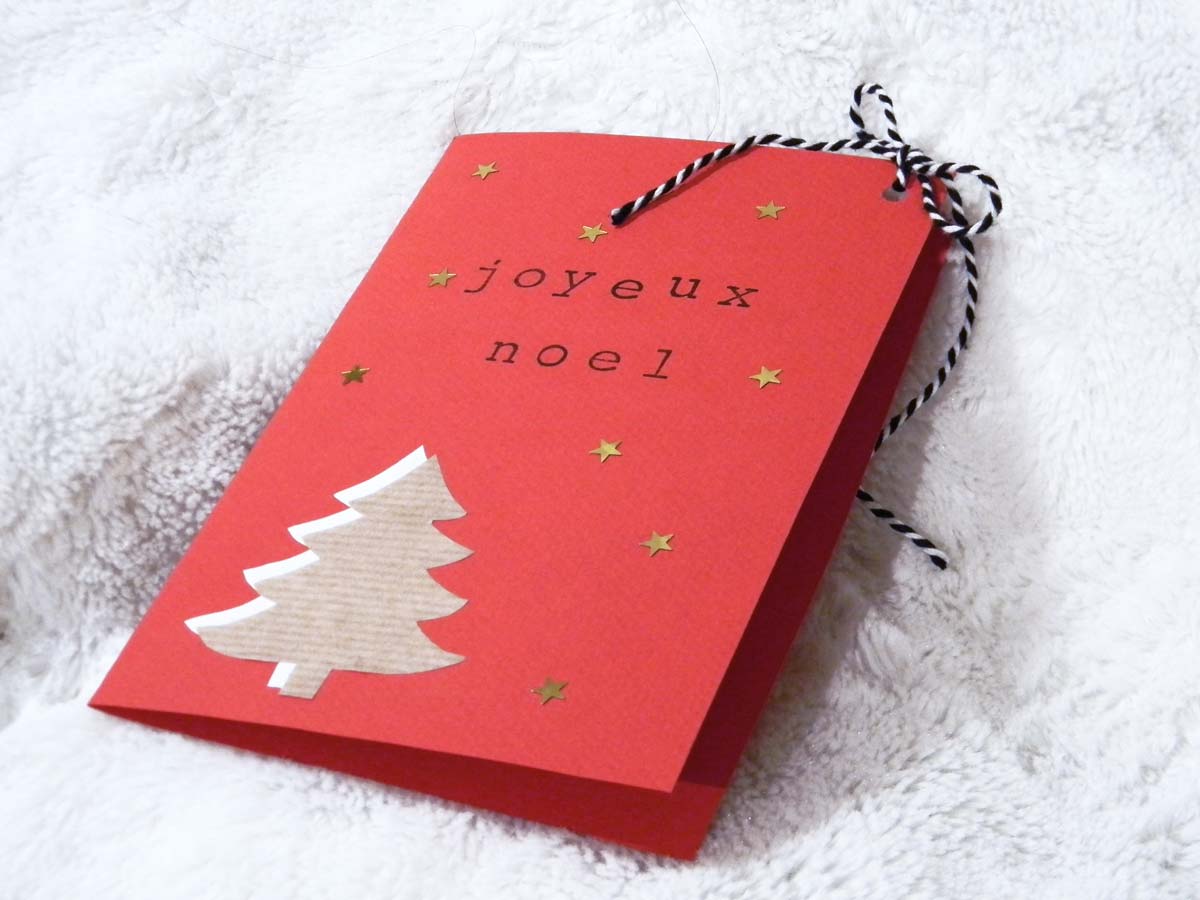 Carte de Noël carton rouge rouge DIY Carte de Noël carton rouge rouge DIY