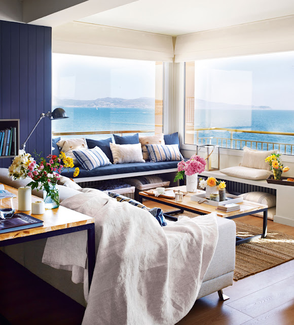 Decoração com azul marinho, casa de praia, casa confortável. Blog Achados de Decoração Decoração com azul marinho, casa de praia, casa confortável. Blog Achados de Decoração