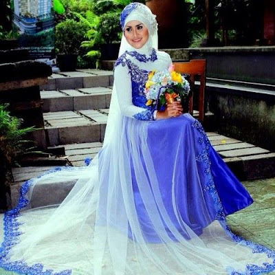 Gaun Pengantin Muslimah Biru Gaun Pengantin Muslimah Biru