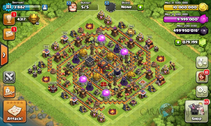 Susunan formasi pertahanan terkuat untuk Base TH 10 di COC 36