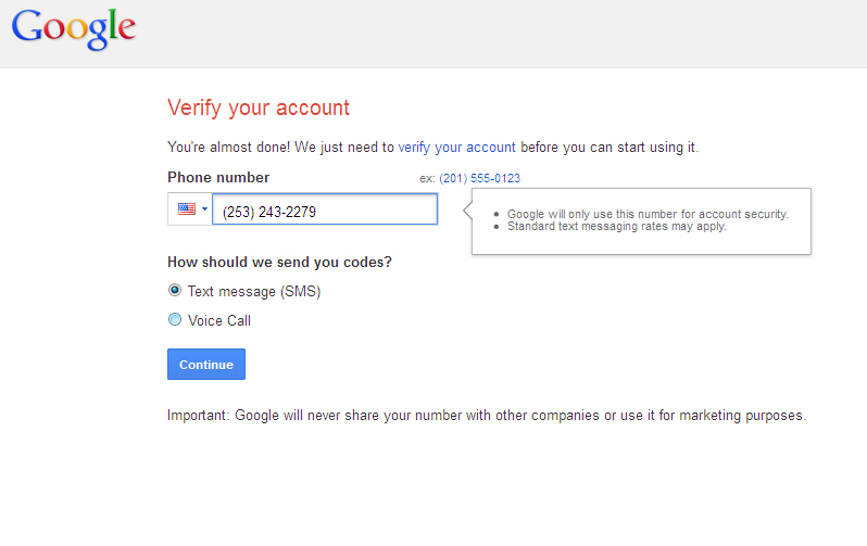 Пришел google verification code. Pattern.captcha Phone verification attempt.number.