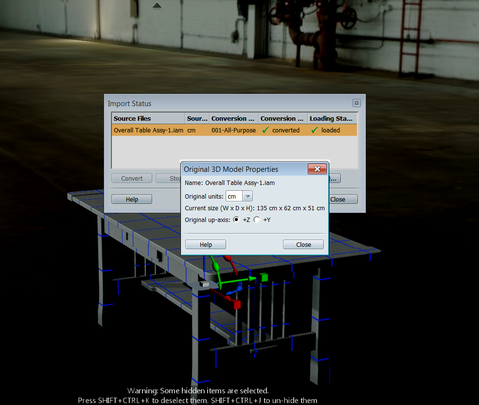 now i get the original 3d model properties dialog where i can change ...