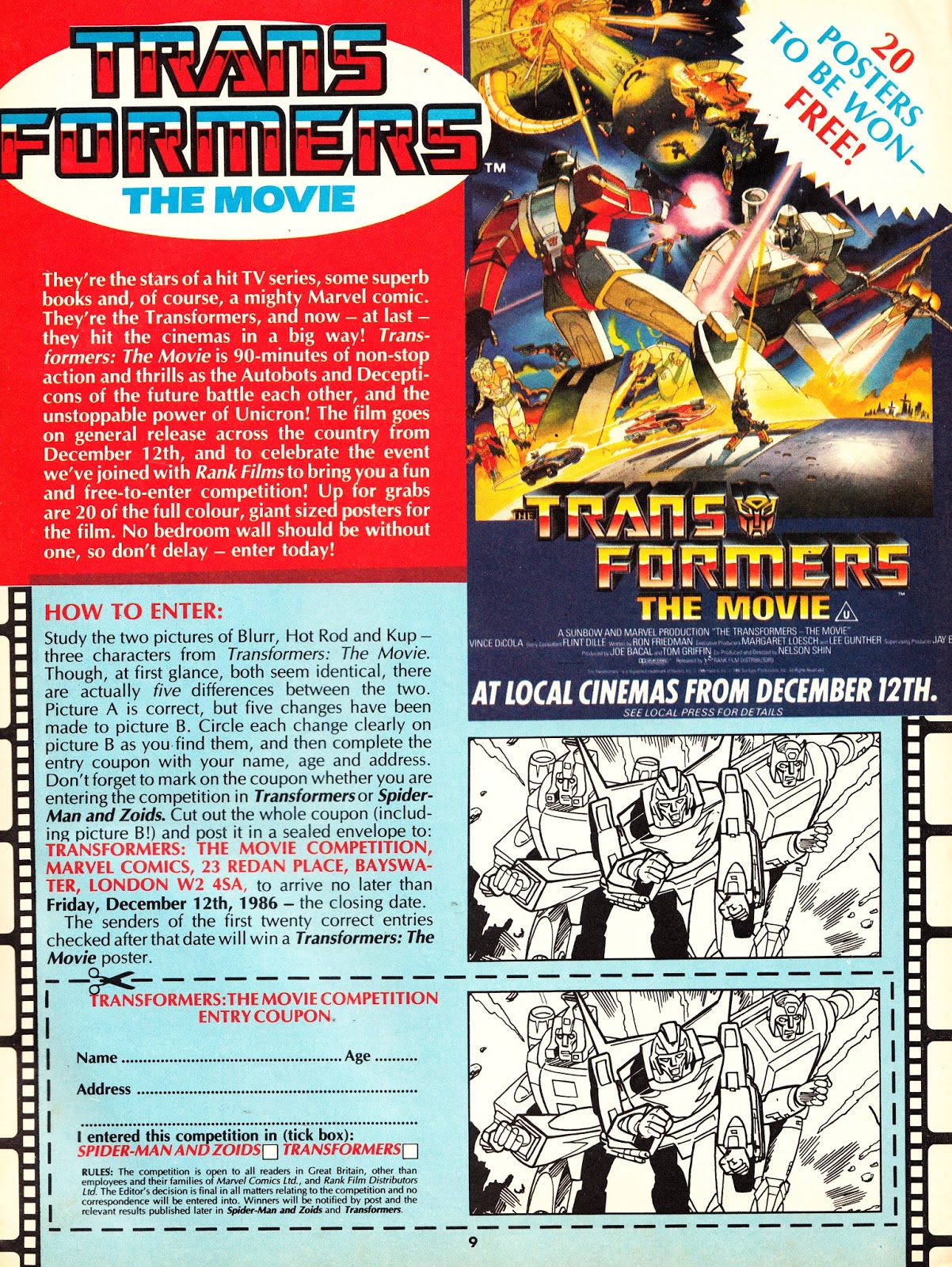 STARLOGGED GEEK MEDIA AGAIN 1986 TRANSFORMERS THE MOVIE (Marvel UK)