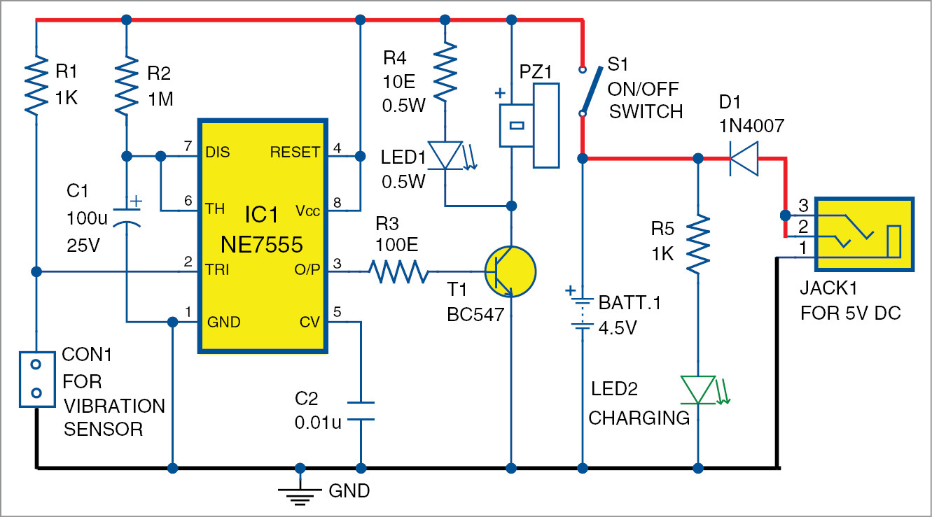 Simple Vibration Sensor Circuit Diagram