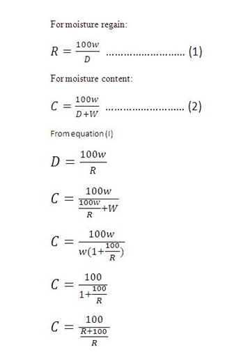 relation between moisture regain and moisture content moisture content