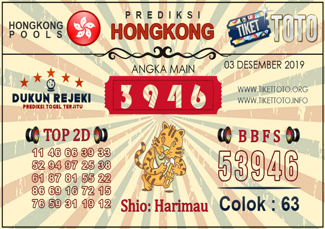 Prediksi Togel HONGKONG TIKETTOTO 03 DESEMBER 2019