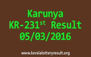 Karunya KR 231 Lottery Result 05-03-2016