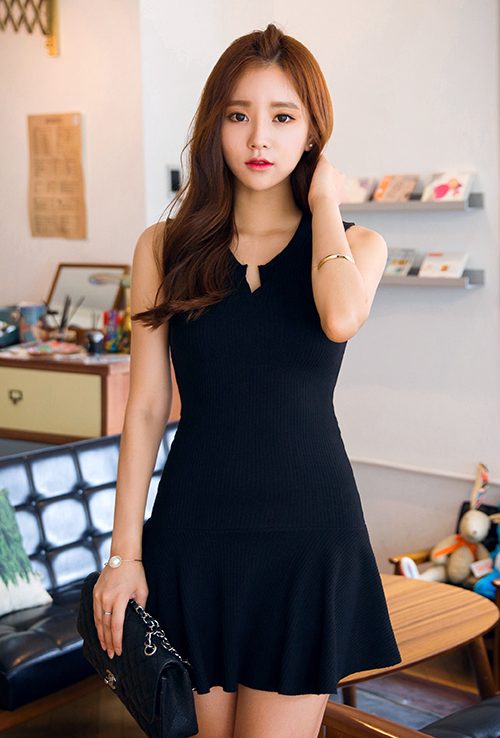 [Chuu] Split Neck Sleeveless Dress | KSTYLICK - Latest Korean Fashion ...