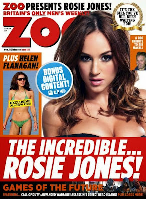 Rosie Jones sexy poses in black sexy lingerie for ZOO UK Magazine