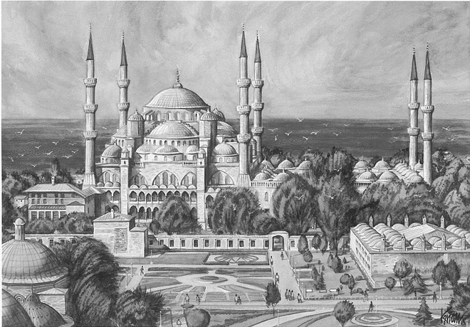 Sultan Ahmet Camii Karakalem Çizimleri ~ Karakalem Çizimleri