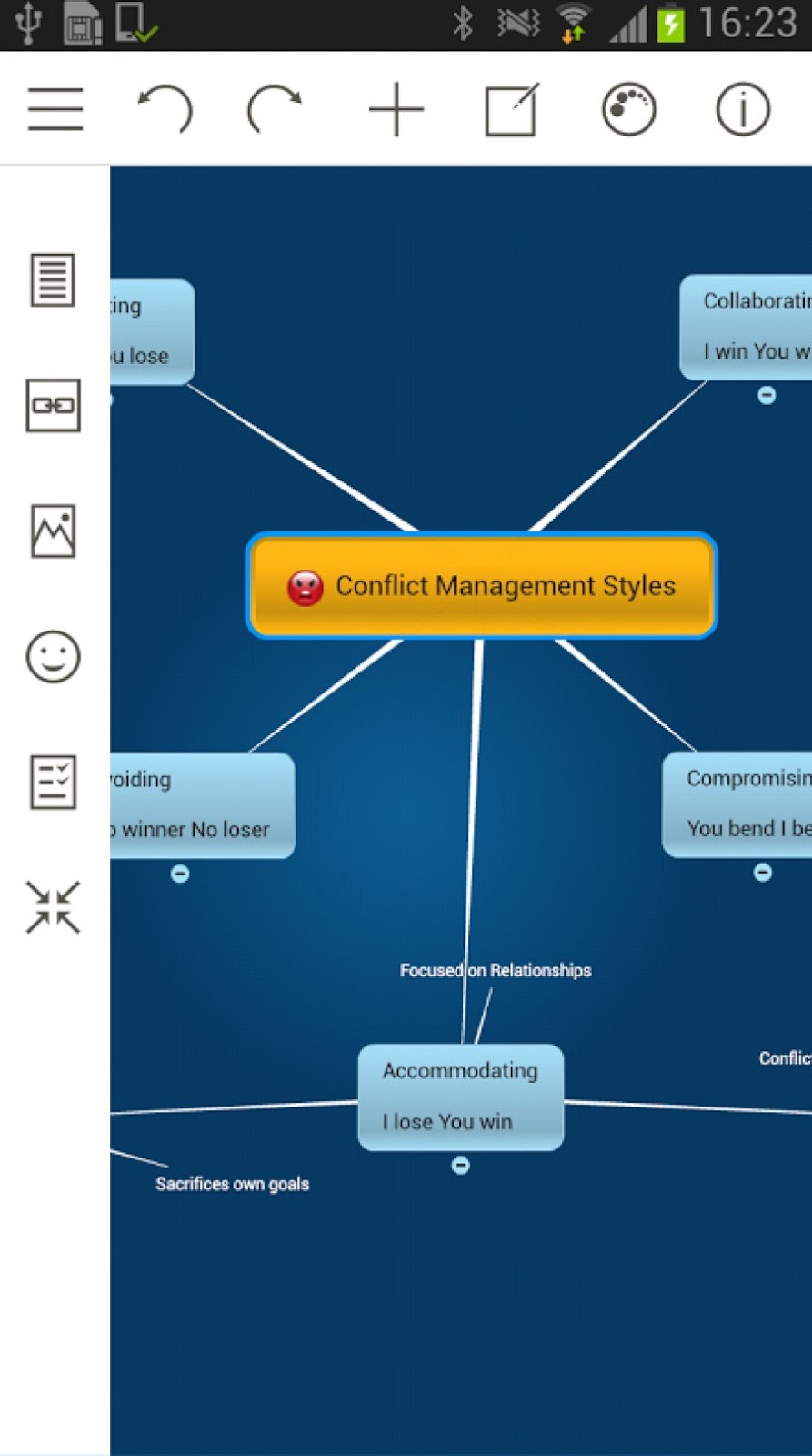 mindomo android keyboard shortcuts