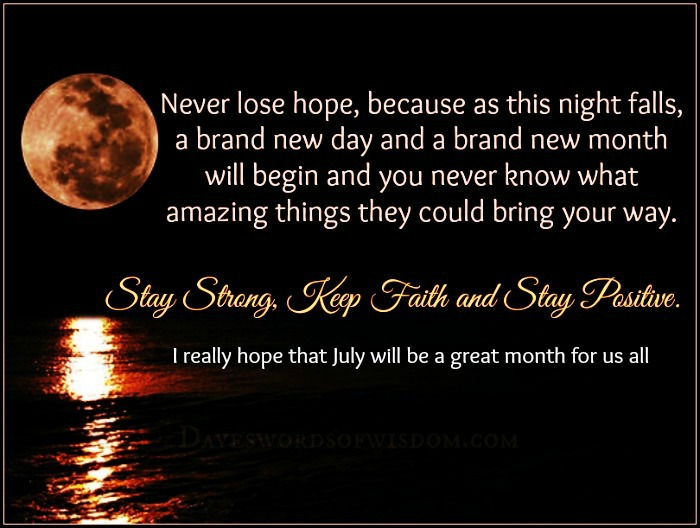 Tomorrow, A Brand New Month Is Coming.