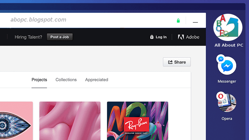 Neon browser: latest browser from Opera Neon browser showing favicon bubbles on windows