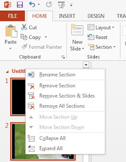 PowerPoint 2013 home section