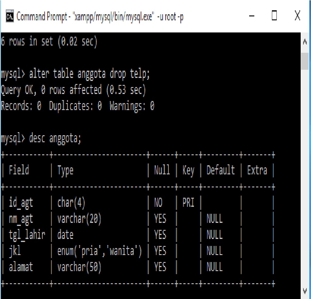 Cara membuat database dan mengoperasikan MYSQL di CMD (command prompt)