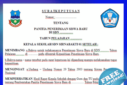 Contoh Sk Panitia Penerimaan Siswa Baru