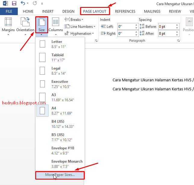 Cara Mengatur Ukuran Halaman Kertas HVS / F4 di MS Word - Tips dan trik