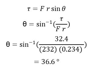 بقوة عن الافقي الخط n وبزاوية العزم مقدارها مقدار . ما °60 0.55 أثر طوله مفتاح الذي 250 ، شد إذا m، يحدثه الخط الذي