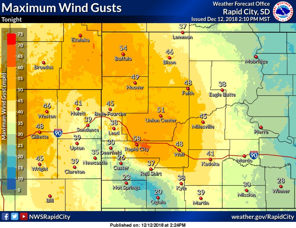 South Dakota Fire Weather Strong winds tonight