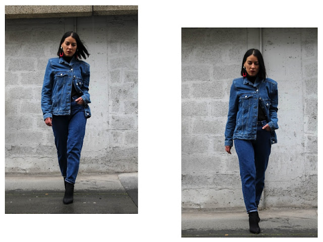 Denim total look , printemps 2018 , idée de look Denim total look , printemps 2018 , idée de look