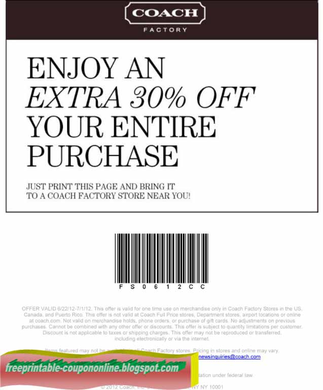 Printable Coupons 2018: Coach Coupons