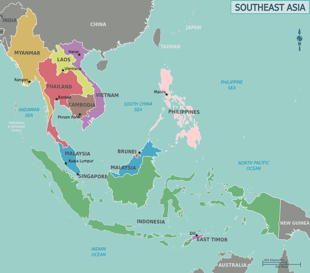 La rosa de los vientos mapa pol tico de asia