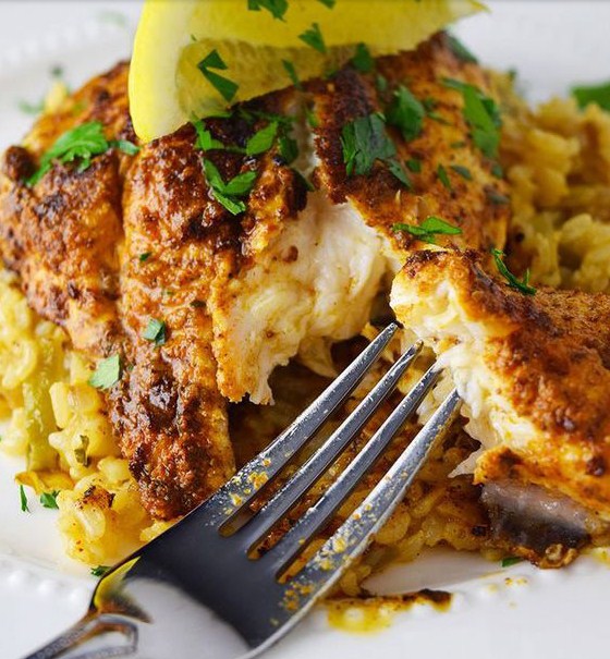 Blackened Catfish Over Cajun Rice Recipe Blackened Catfish Over Cajun Rice Recipe