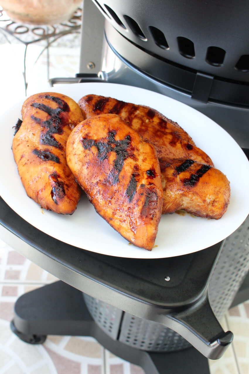 This Honey Teriyaki Grilled Chicken cooked on The Fuego Professional Gas Grill is juicy, tender, and bursting with bold flavor.  Check out my complete review of The Fuego Professional Grill and get the easy recipe for this delicious grilled chicken! #chicken #dinner #grilling #teriyaki 