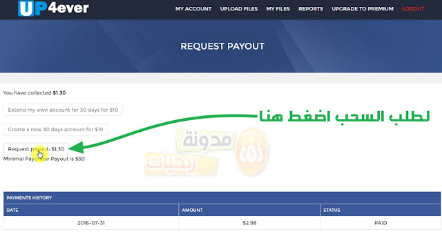 شرح موقع UP-4EVER للربح من رفع الملفات والتحميلات + اثباث الدفع (شرح كامل) Request%2Bpayout%2Bup-4ever