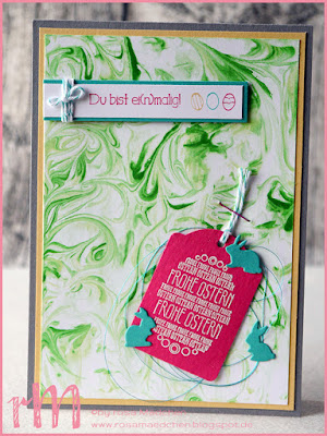 Stampin' Up! rosa Mädchen Kulmbach: Osterkarte mit Marmoreffekt (Rasierschaumtechnik), Etikettanhänger und Ei(n) schönes Osterfest Stampin' Up! rosa Mädchen Kulmbach: Osterkarte mit Marmoreffekt (Rasierschaumtechnik), Etikettanhänger und Ei(n) schönes Osterfest