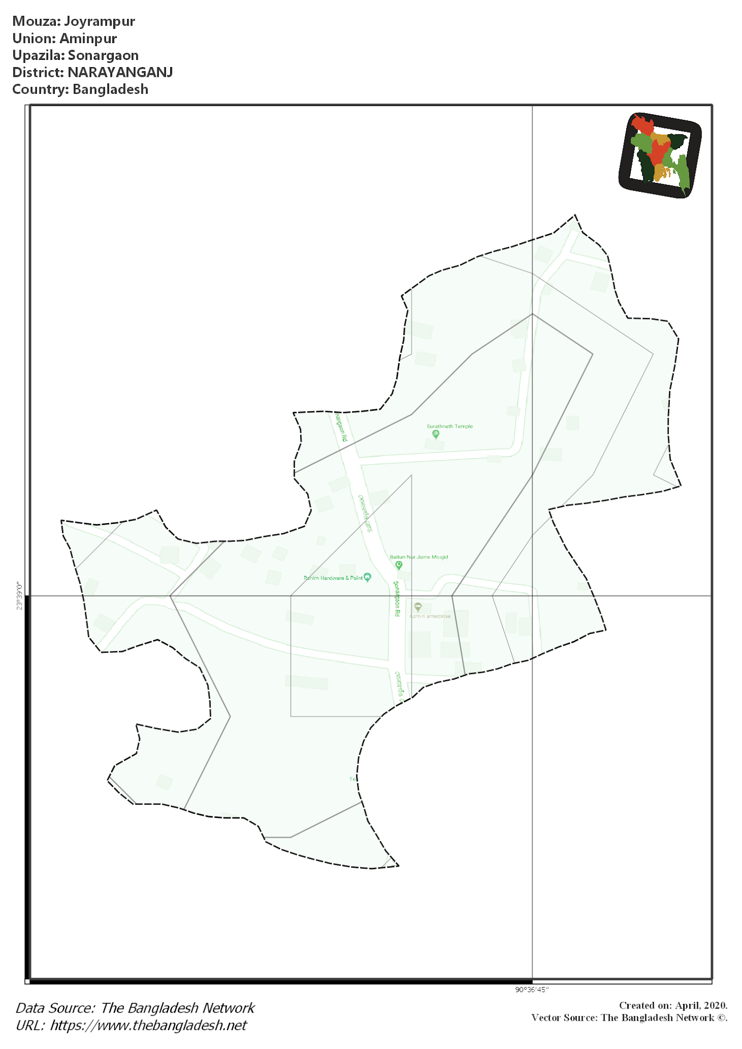 Map of Joyrampur Mouza of Sonargaon Upazila, NARAYANGANJ Map of Joyrampur Mouza of Sonargaon Upazila, NARAYANGANJ, Bangladesh.
