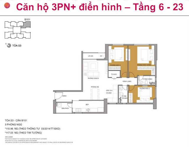 Căn hộ 3PN+, tòa S3, Seasons Avenue Căn hộ 3PN+, tòa S3, Seasons Avenue