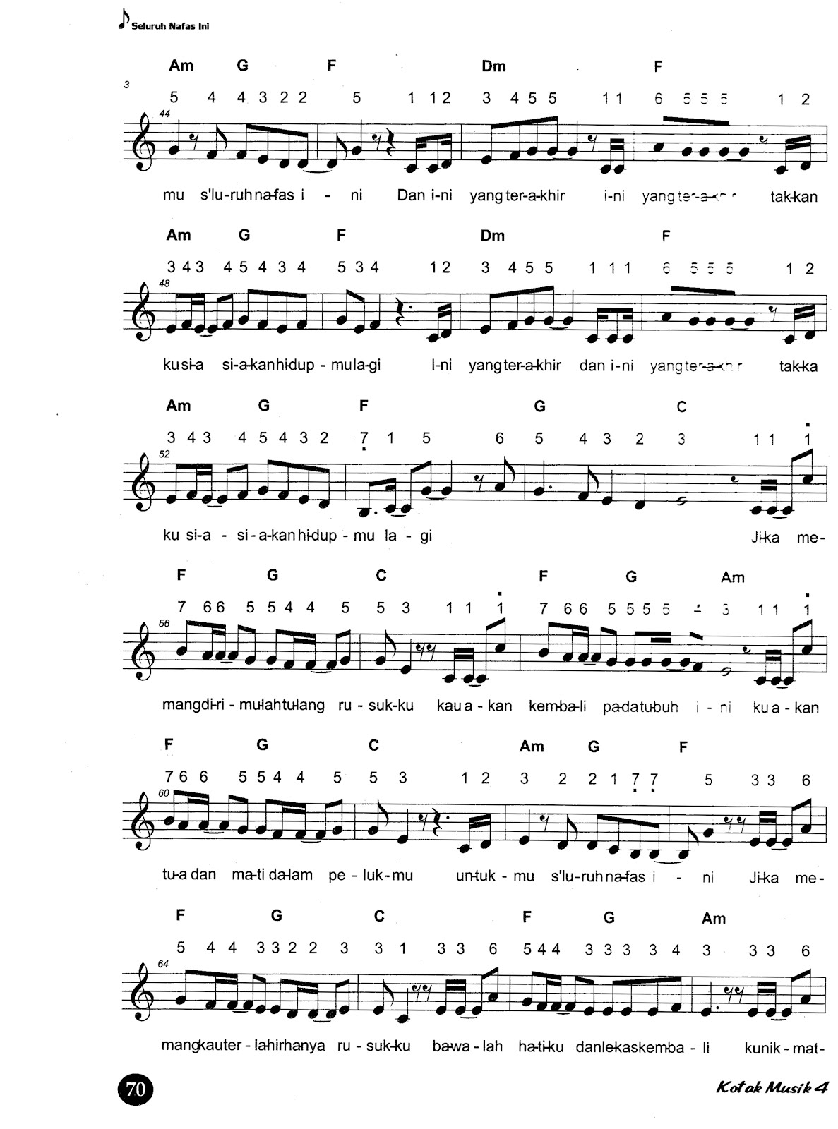 chord piano dan not angka lagu last childseluruh nafas