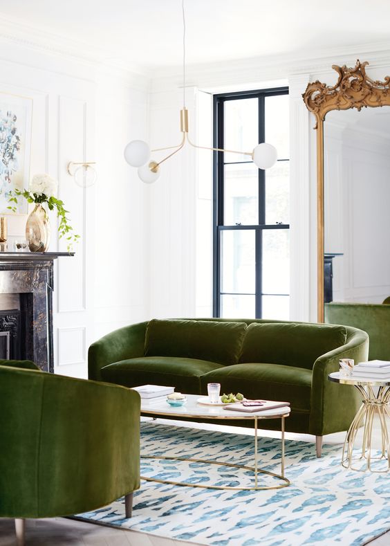 New Home Interior Design: Green Living Room Ideas