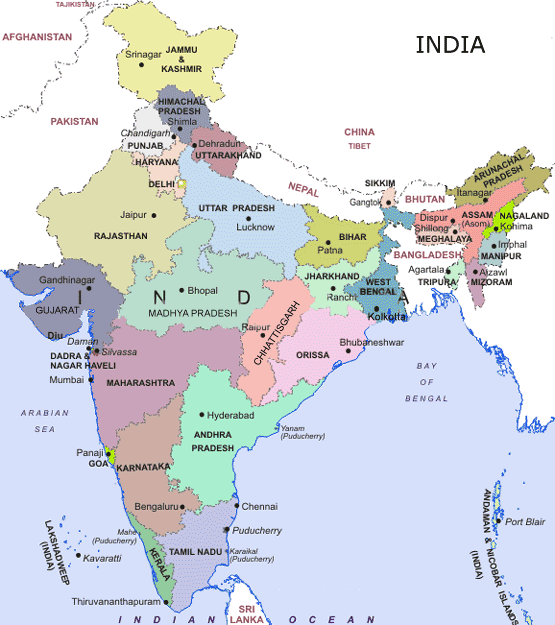 India Map Regional Political | Maps of Asia Regional Political City