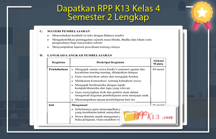 RPP K13 Kelas 4 Semester 2