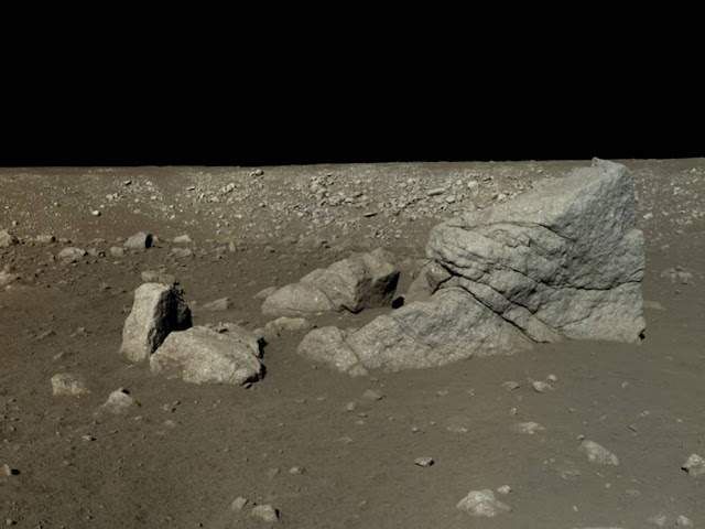 Rochas lunares segundo fotos da agência espacial chinesa