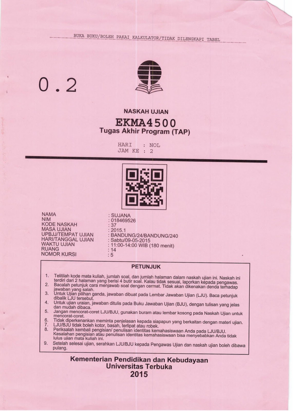 Contoh Soal Tap Universitas Terbuka Bandung