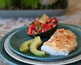 Easy Baked Fish with Red Pepper & Cucumber Salad