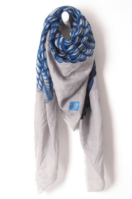 Foulard laine soie gris bleu Mii accessoires