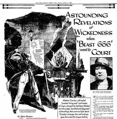 Aleister Crowley Newspaper Headlines, 1910 - 1948